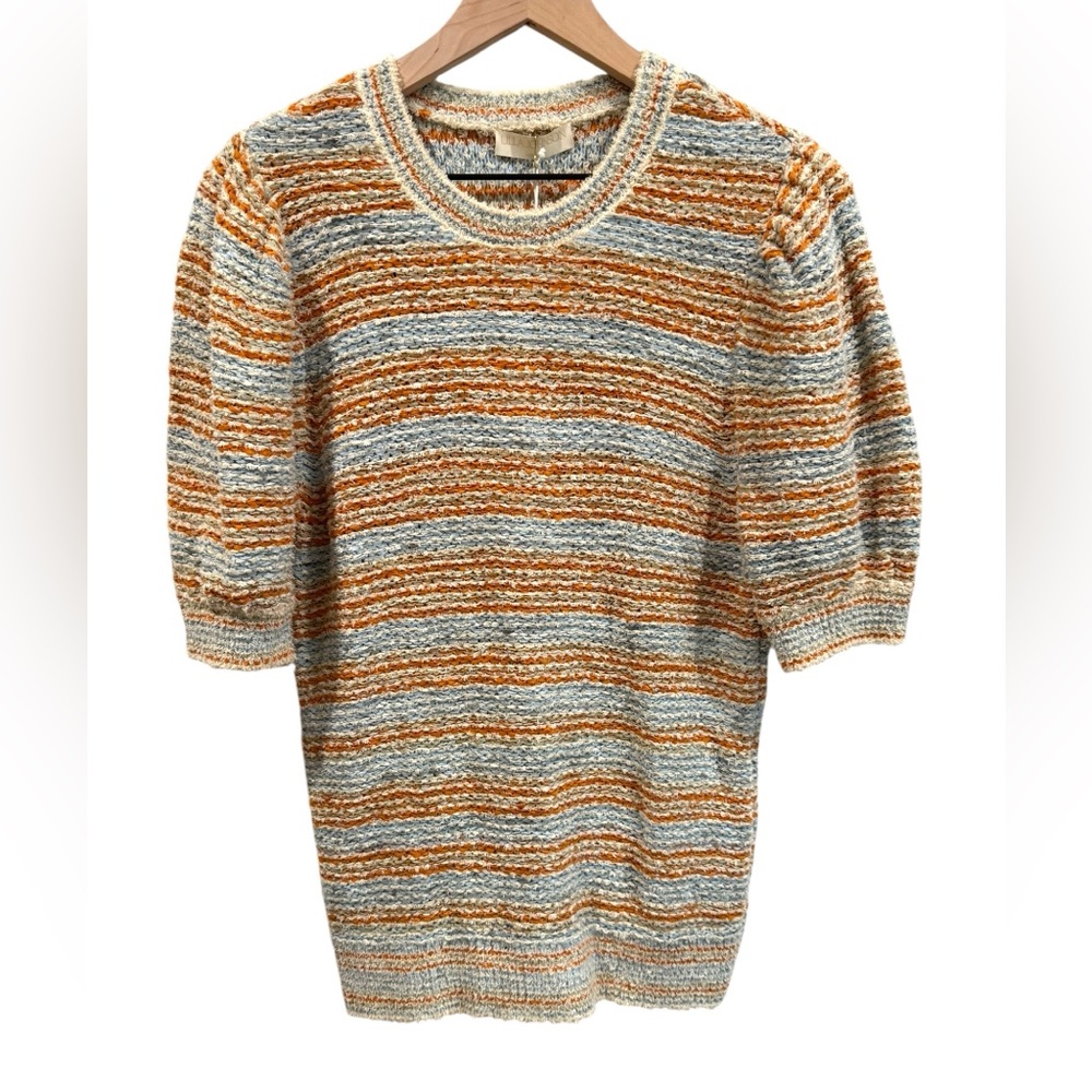 Ulla Johnson NWT Elara Puff Sleeve Blouse Multicolor Striped Knit Top Size Large - Picture 5 of 12